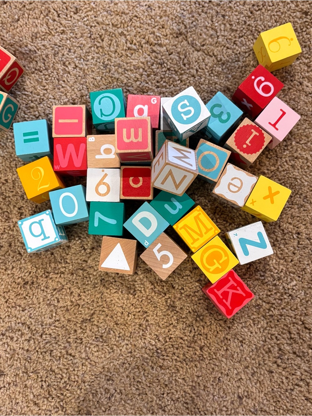 Wooden Number and Letter Blocks.